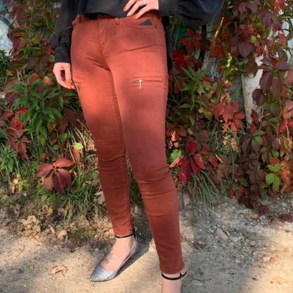 Mavi Karlina Mid Rise Skinny Cargo Pants Jeans Stretchy Pink Coral Casual Preppy - Picture 2 of 11